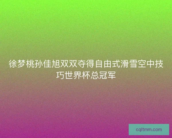 徐梦桃孙佳旭双双夺得自由式滑雪空中技巧世界杯总冠军