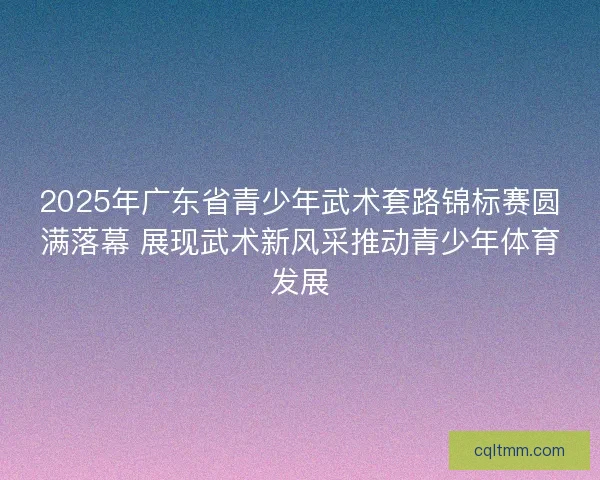 2025年广东省青少年武术套路锦标赛圆满落幕 展现武术新风采推动青少年体育发展 2025年广东省青少年武术套路锦标赛圆满落幕 展现武术新风采推动青少年体育发展