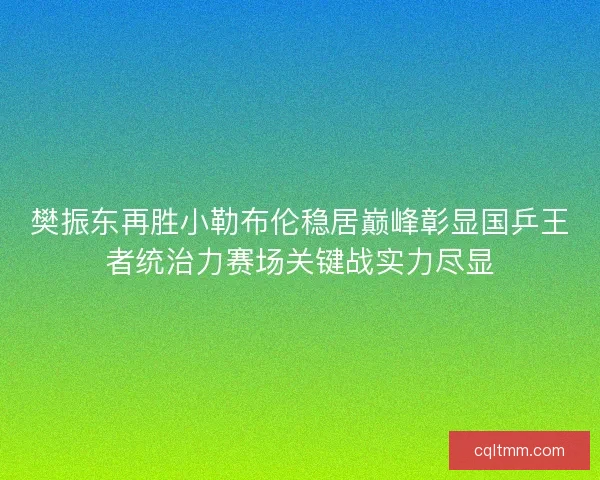 樊振东再胜小勒布伦稳居巅峰彰显国乒王者统治力赛场关键战实力尽显